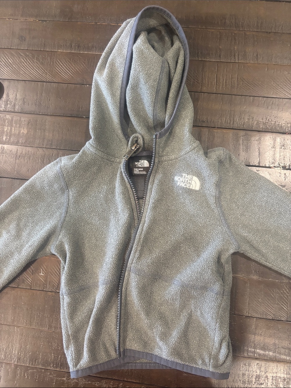 The North Face Kids Gray Hooded Fleece Zip-Up